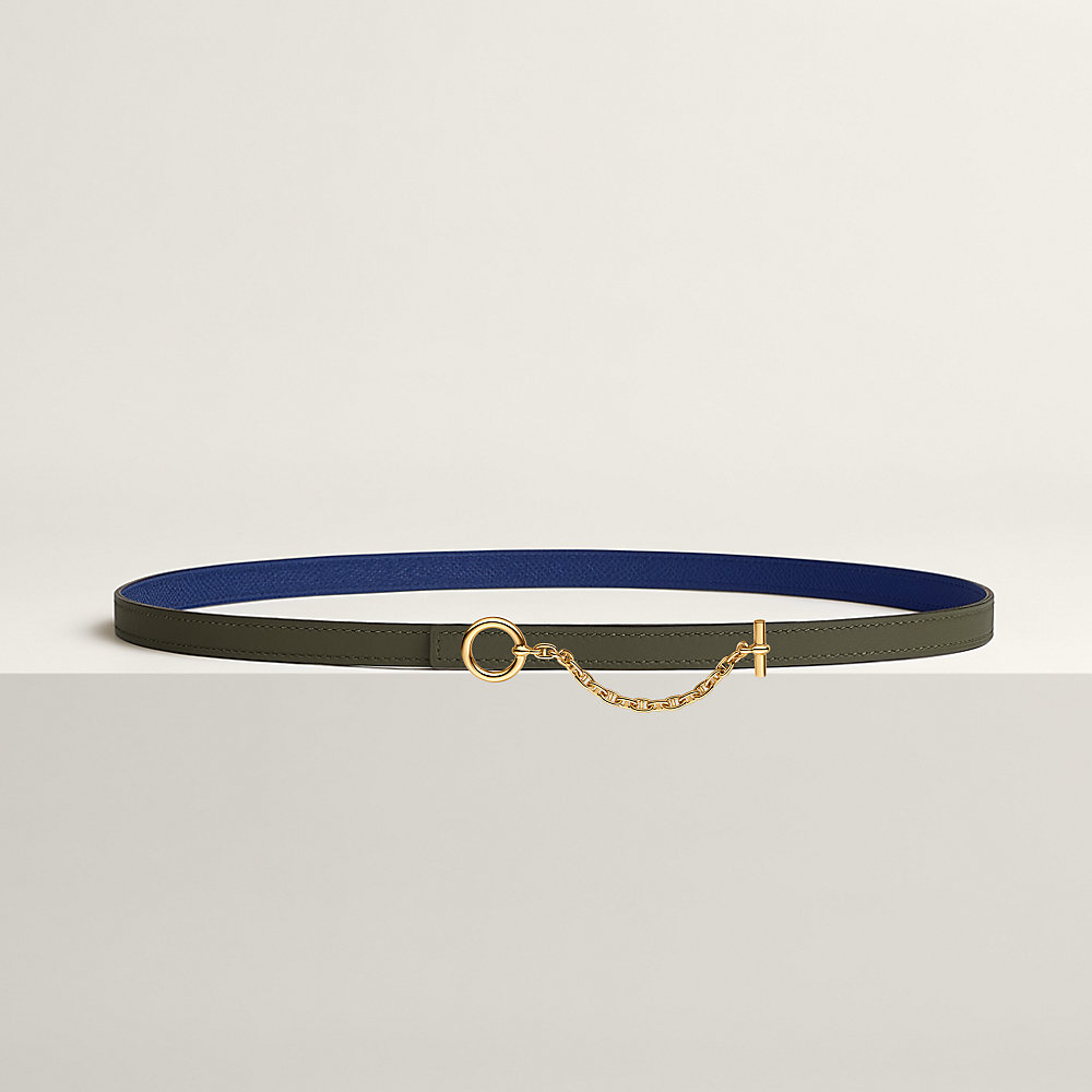 OSCAR BELT BUCKLE & REVERSIBLE OLIVE GREEN LEATHER STRAP 38MM GOLD HARDWARE