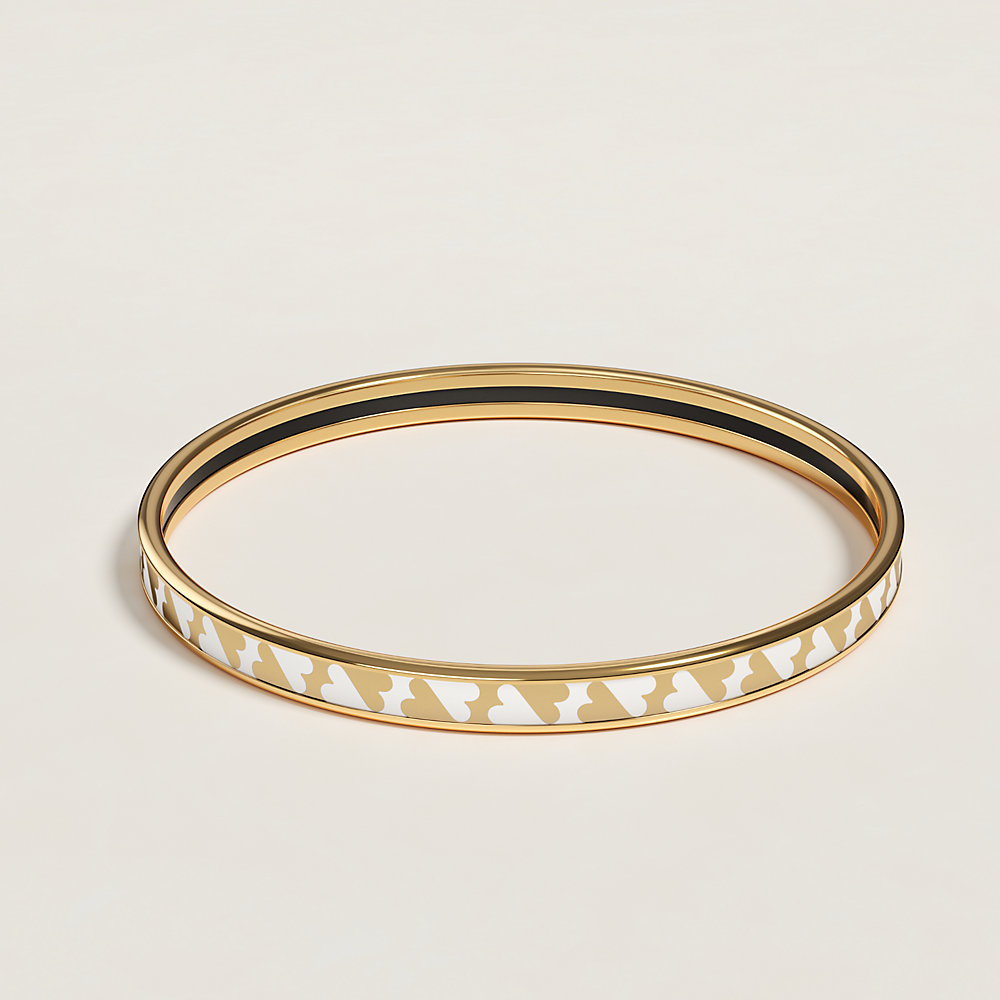 Hermes Clic Clac H Bracelet in 18kt Yellow Gold with Black Leather,Narrow -  Hermes Bracelets - Hermes Jewelry