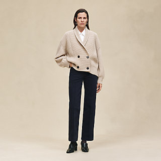 美品★HERMES★最高級カシミヤ★ノーカラー★ニットジャケット★カーデ Cashmere buttoned jacket | Hermès USA