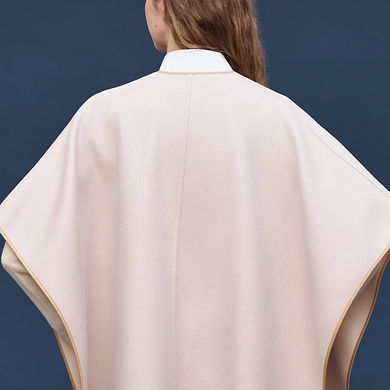 Cashmere cape with belt and leather detail