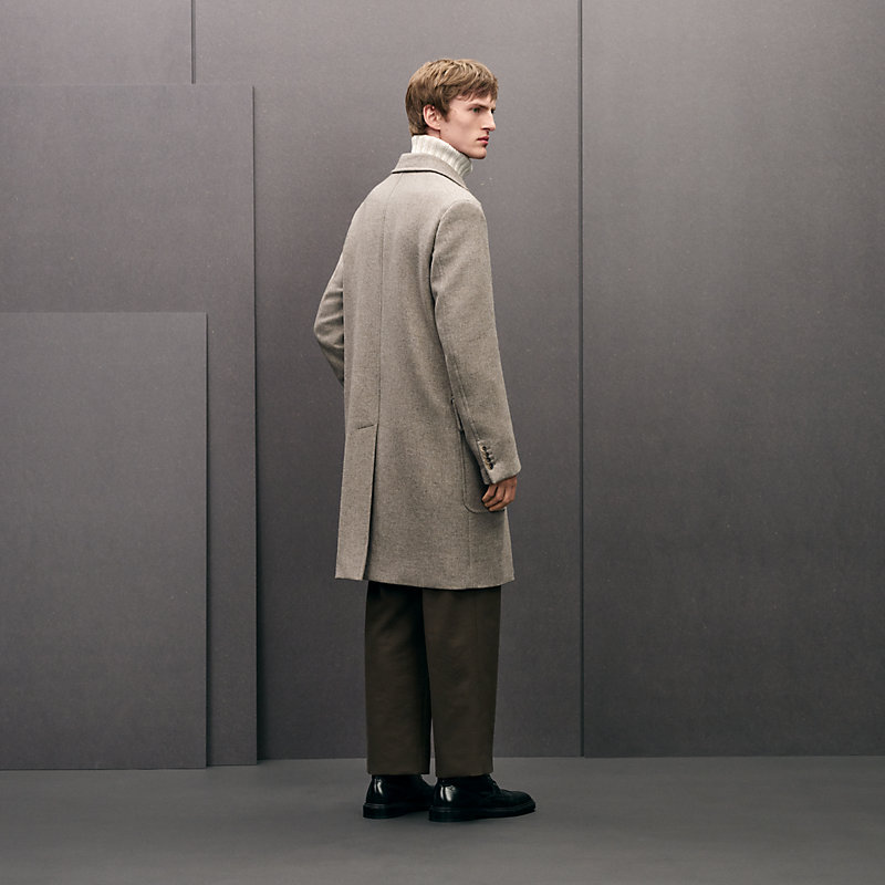 Cashmere Emile coat with leather details, View: , view 3 of 7