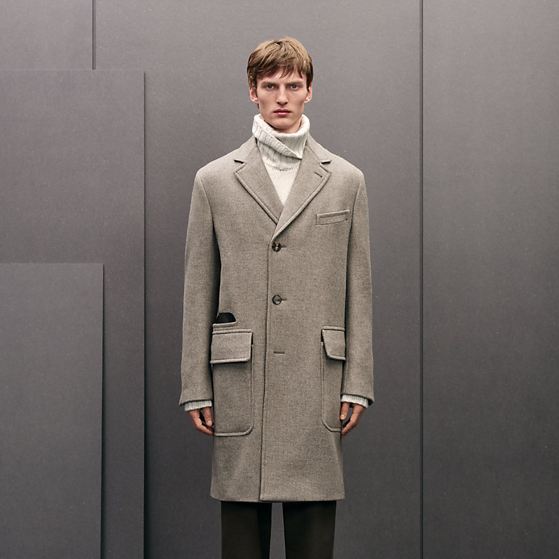 Cashmere Emile coat with leather details, View: , view 4 of 7