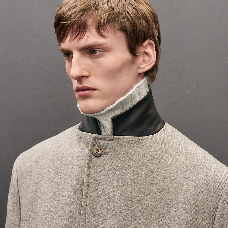 Cashmere Emile coat with leather details, View: , view 5 of 7