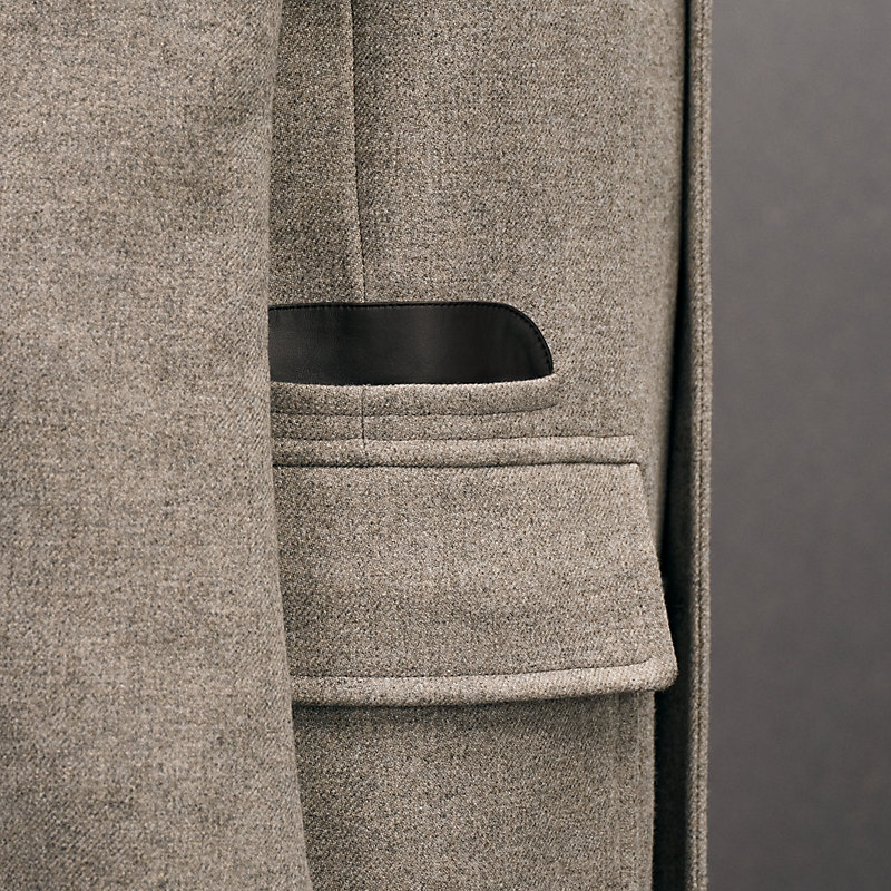 Cashmere Emile coat with leather details, View: , view 7 of 7