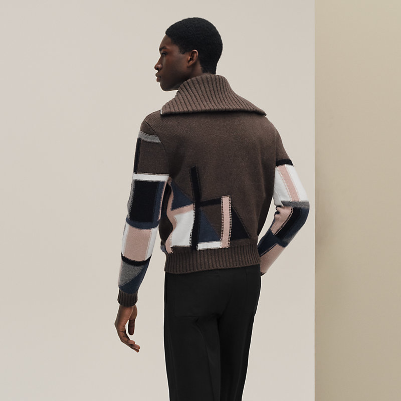 Cashmere "Geometrie variable" full-zip sweater