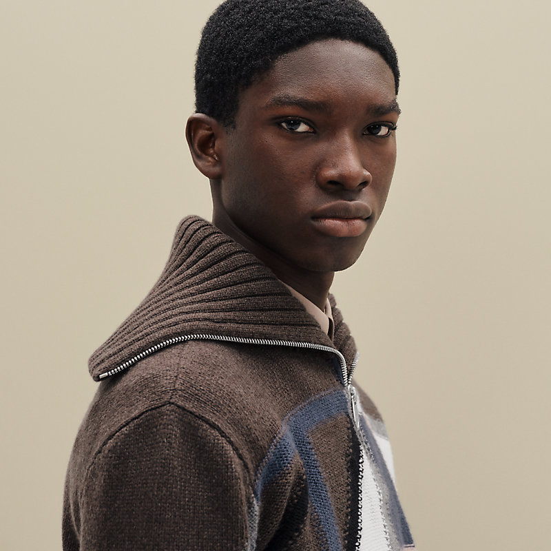 Cashmere "Geometrie variable" full-zip sweater