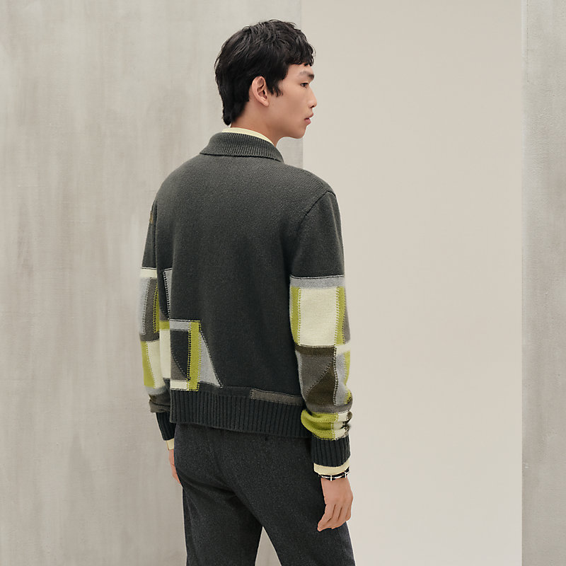 HERMES CACHMERE100 Cardigan メッシュ織り 切替 HERMES CACHMERE100 Cardigan メッシュ織り 切替 - メルカリ