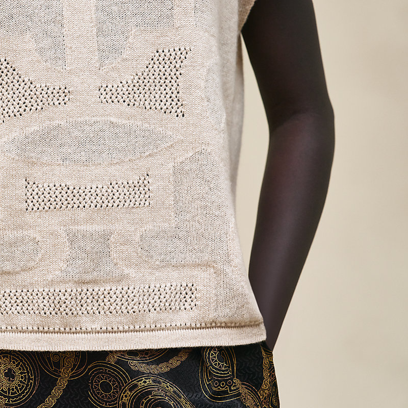 Cashmere "L'Enseigne du Sellier" sleeveless sweater