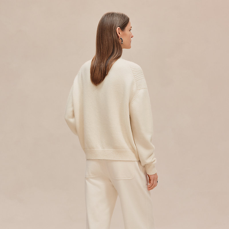 HERMÈS♡オフホワイト 長袖セーター Cashmere long-sleeve sweater - White | Hermès Singapore