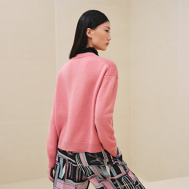 Cashmere long-sleeve sweater - Pink | Hermès USA