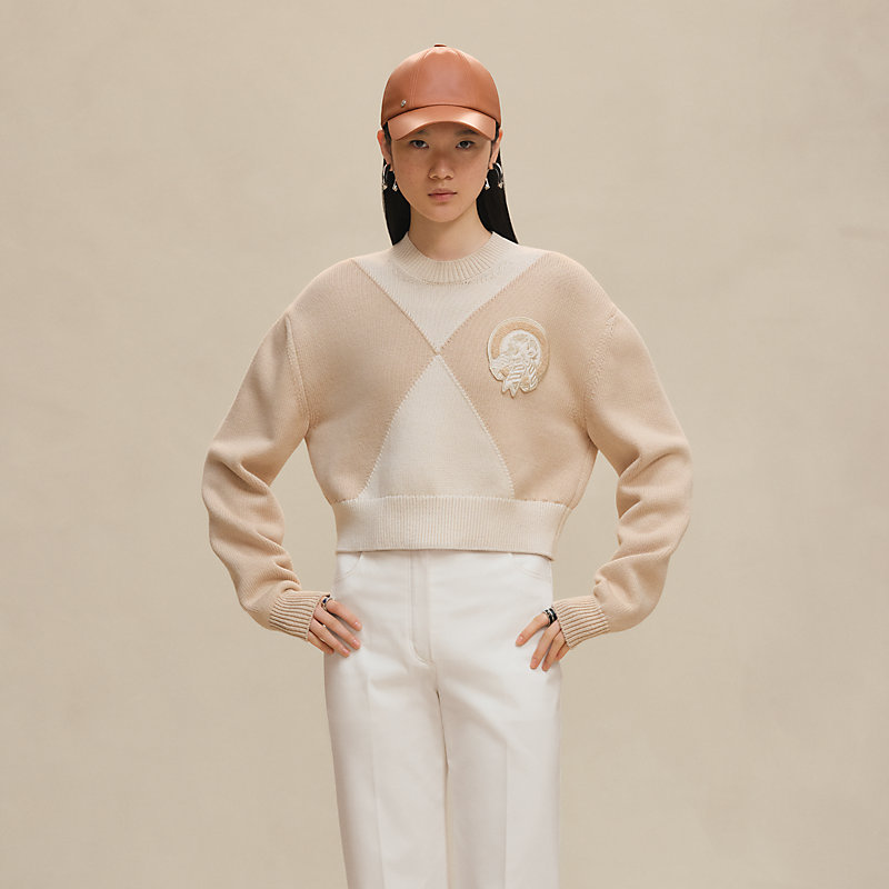 HERMES◆PULL COL CHALE CACHEMIRE JACQUARD/ニット・セーター(厚手)/XL/カシミア HERMES(エルメス) / PULL COL CHALE CACHEMIRE JACQUARD/ニット