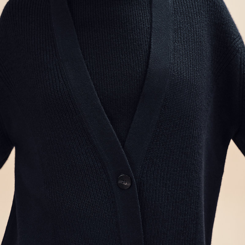 Cashmere mid-length cardigan - Blue | Hermès Netherlands