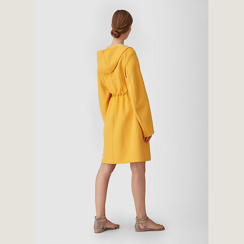 Cashmere parka with knit and leather finishings