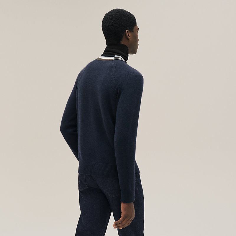 HERMES CACHMERE100 Cardigan メッシュ織り 切替 Cashmere 