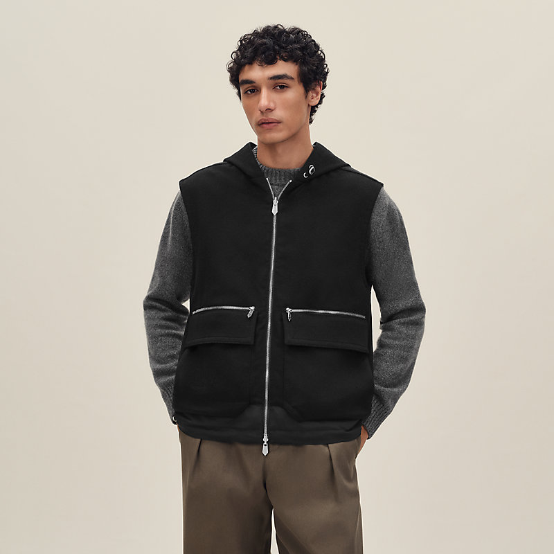 Cashmere reversible hooded vest