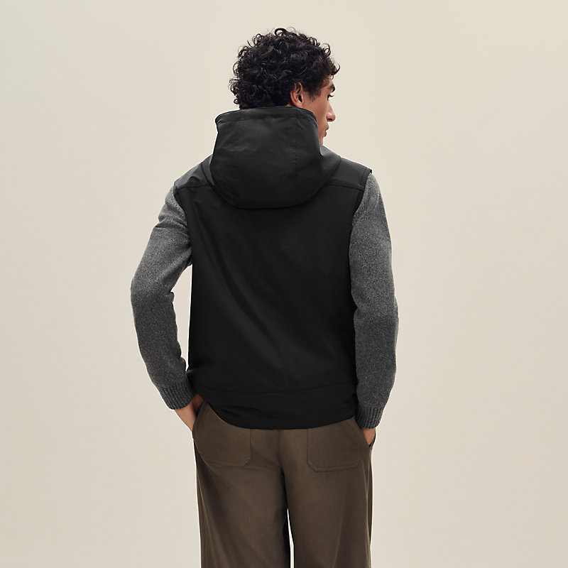 Cashmere reversible hooded vest