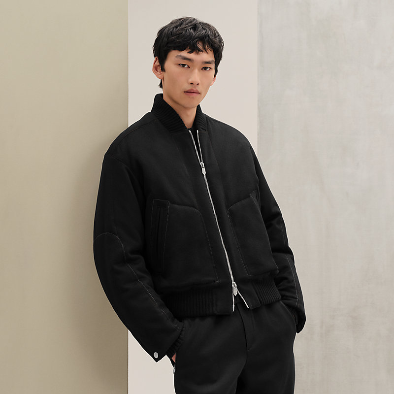 Cashmere rib-trim jacket - Red - 48 | Hermès Canada
