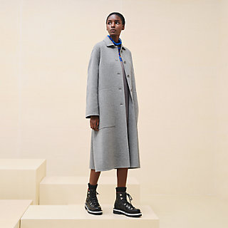 Cashmere wrap coat - Grey | Hermès Australia