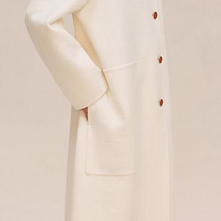 Cashmere wrap coat - White | Hermès USA