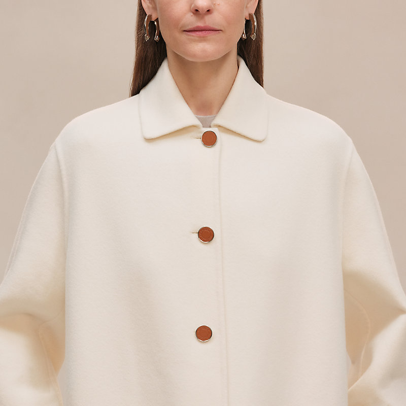HERMES / ジャケット/34/ウール/WHT/無地 Cashmere wrap coat | Hermès USA