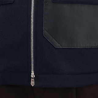 Cashmere zipped straight cut jacket with leather details | Hermès USA