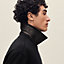 Cashmere zipped straight cut jacket with leather details, View: Worn, worn, view 4 of 6