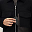 Cashmere zipped straight cut jacket with leather details, View: Worn, worn, view 5 of 6