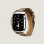 Vista: vista laterale, Cassa Series 10 & Cinturino Apple Watch Hermès Double Tour 42 mm Attelage