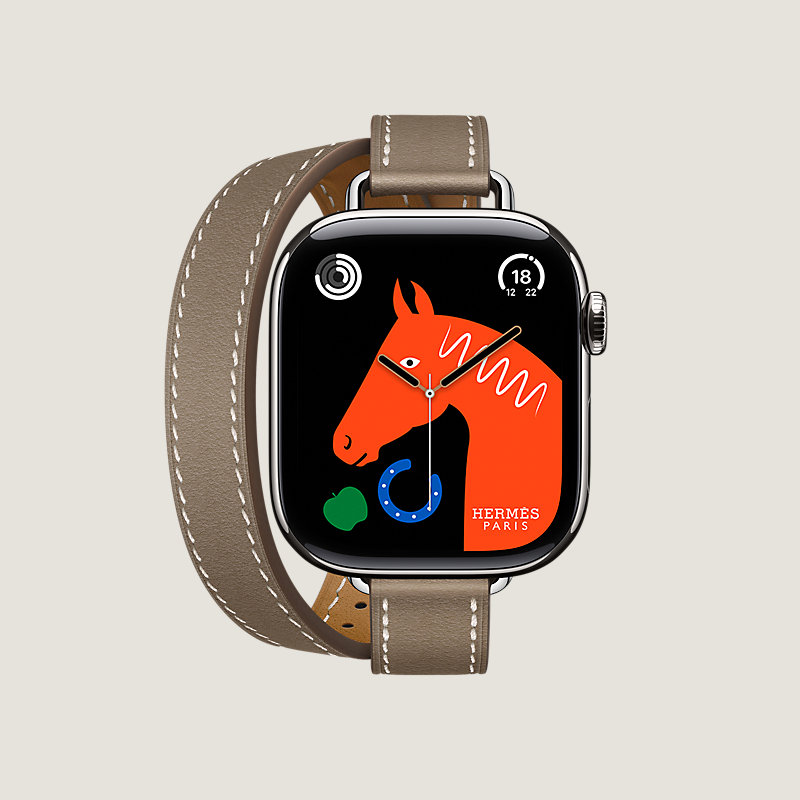 Cassa Series 10 & Cinturino Apple Watch Hermès Double Tour 42 mm Attelage