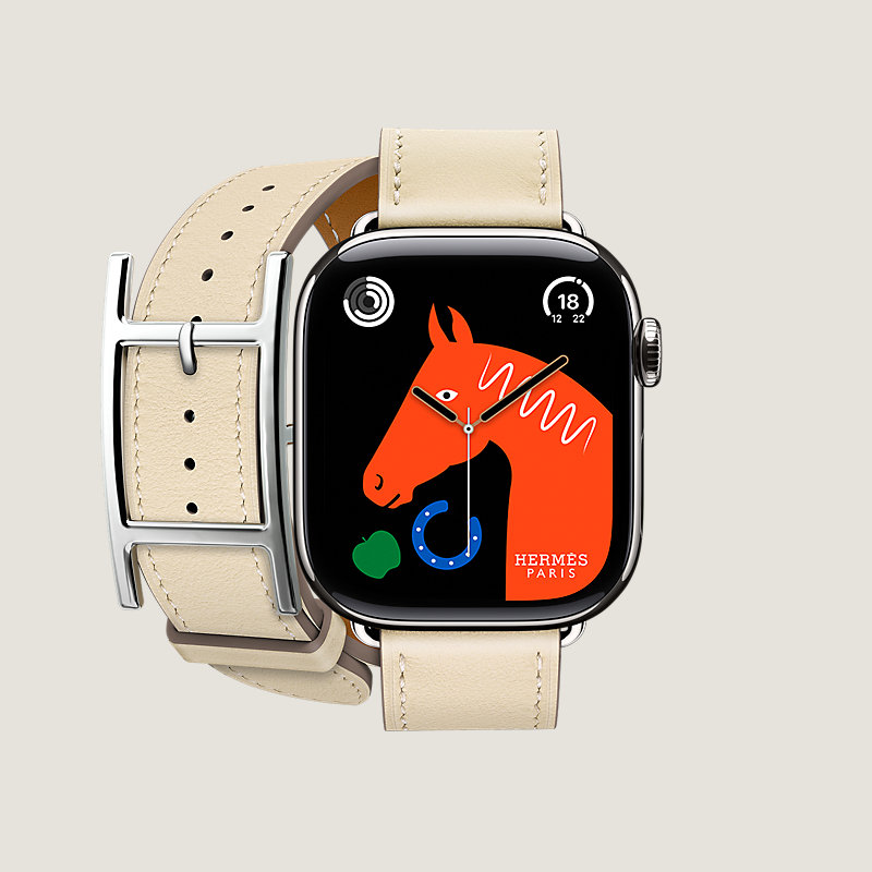 Cassa Series 10 & Cinturino Apple Watch Hermès Double Tour 42 mm Hapi