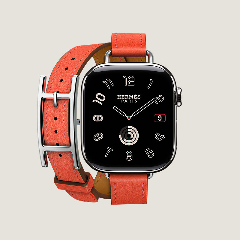Cassa Series 10 & Cinturino Apple Watch Hermès Double Tour 42 mm Hapi Attelage