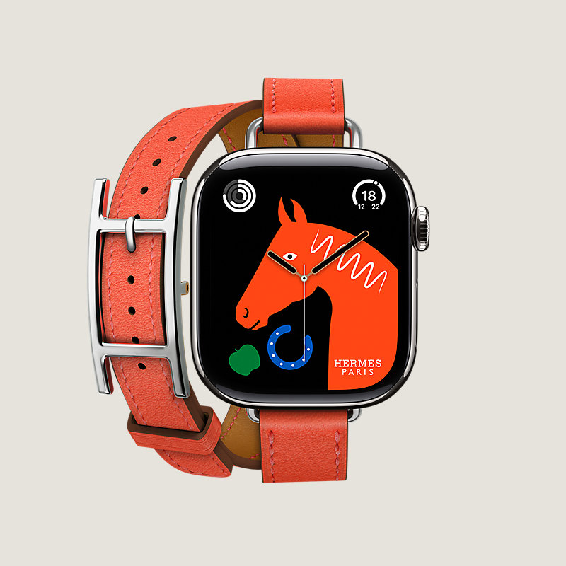 Cassa Series 10 & Cinturino Apple Watch Hermès Double Tour 42 mm Hapi Attelage