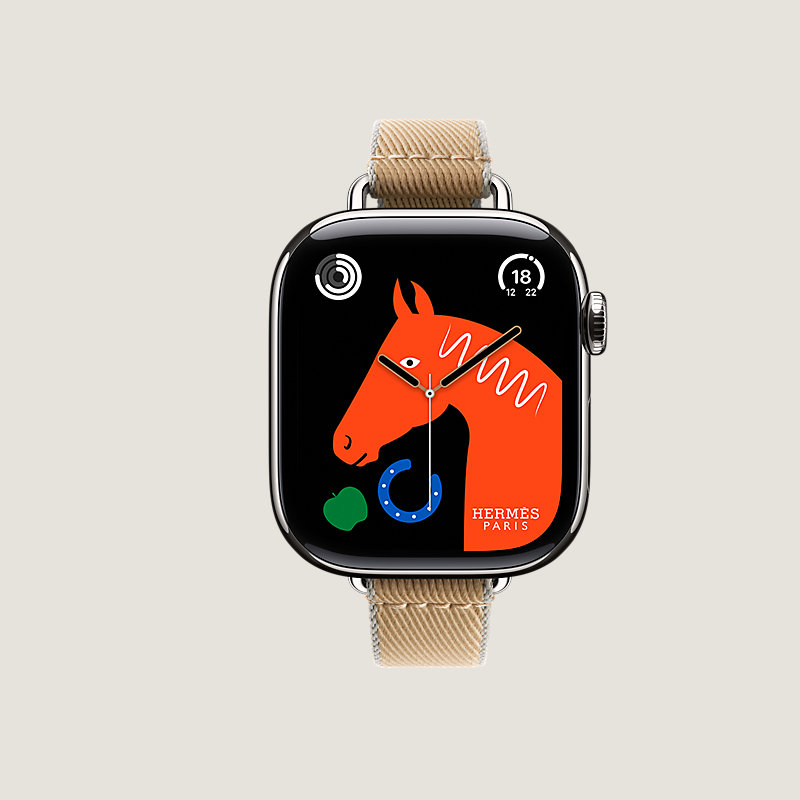 Cassa Series&nbsp;11 & Cinturino Apple Watch Hermès Simple Tour 42&nbsp;mm Twill Jump Attelage