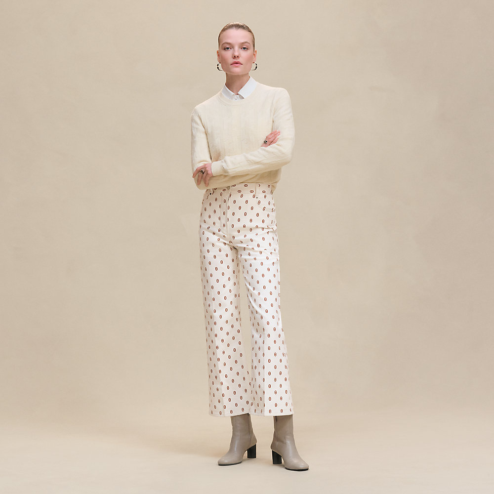 【今季注目!】HERMES 5ポケットストレートパンツ Chaine d'Ancre BNIB Hermes Chaine D'ancre 5 Pocket Pants Blanc Casse White
