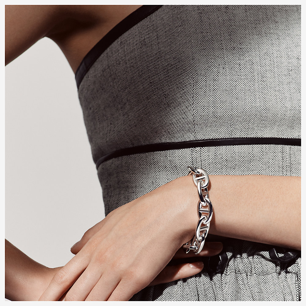 hermes silver chain bracelet