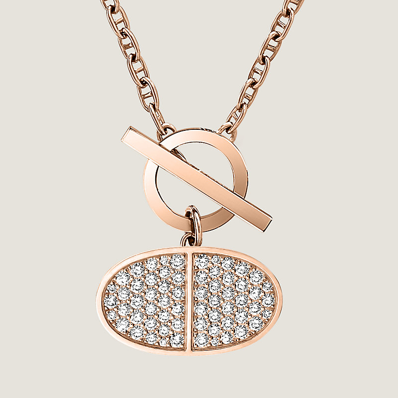 Pre-Owned Hermes HERMES pendant amulet cadena pink gold diamond necklace  ladies (Like New) - Walmart.com