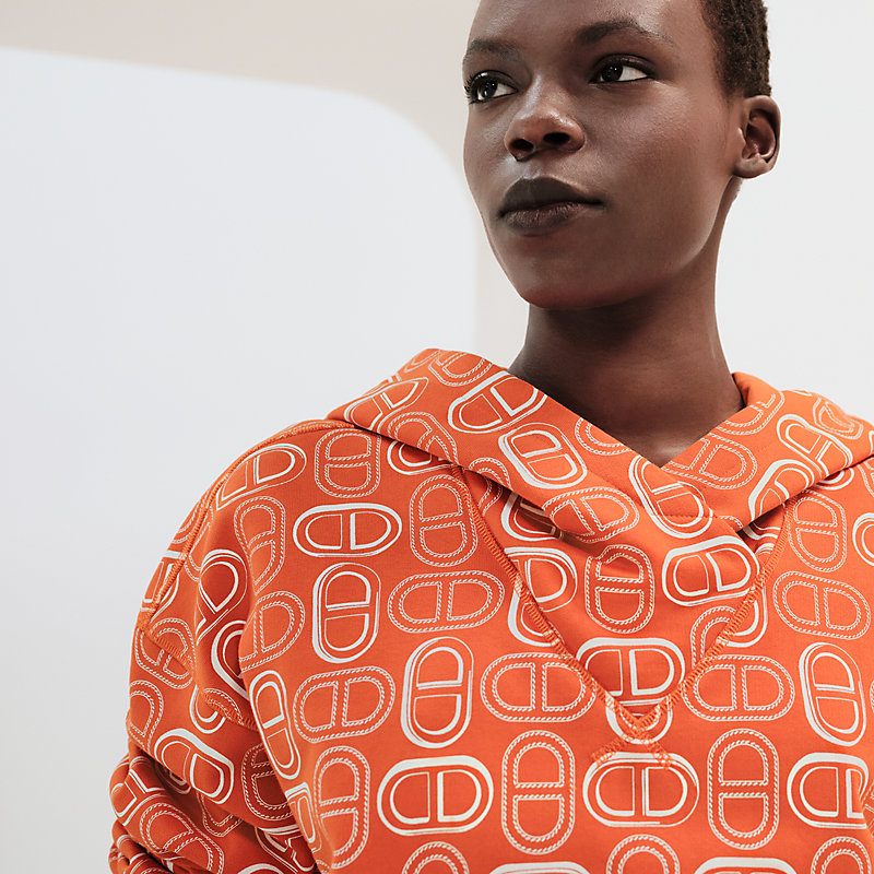 人気【HERMES】「Chaine d'Ancre」プリント付きスウェットシャツ Chaine d'Ancre