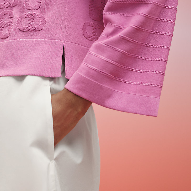 Hermes サマーシルクニット ピンク 金ボタン セリエ 20-60代 人気ファッションブランド 最新作の Hermes サマー