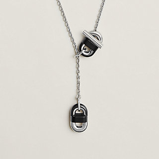 アクセサリー HERMES Leather Necklace Zebra Silver Hermes leather necklace - Gem アクセサリー