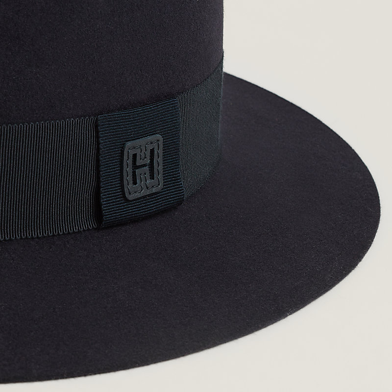 chapeau hermes bob taille 57 cuir de cerf noir