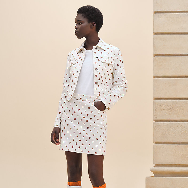 25A最新作★【HERMES】Chaine d'Ancre プリントデニムジャケット Chaqueta de inspiración denim estampado 