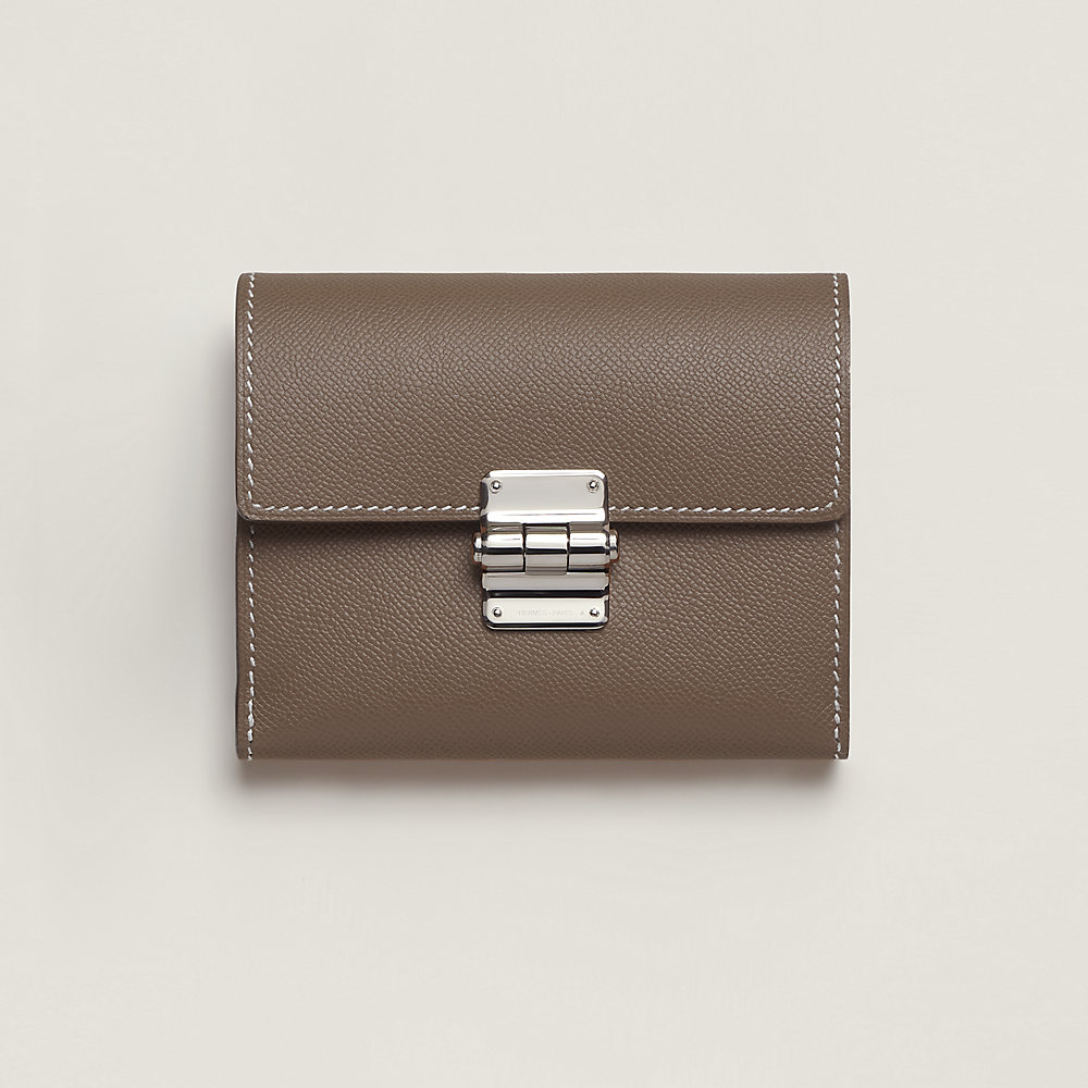 Charniere Compact wallet - Beige | Hermès USA