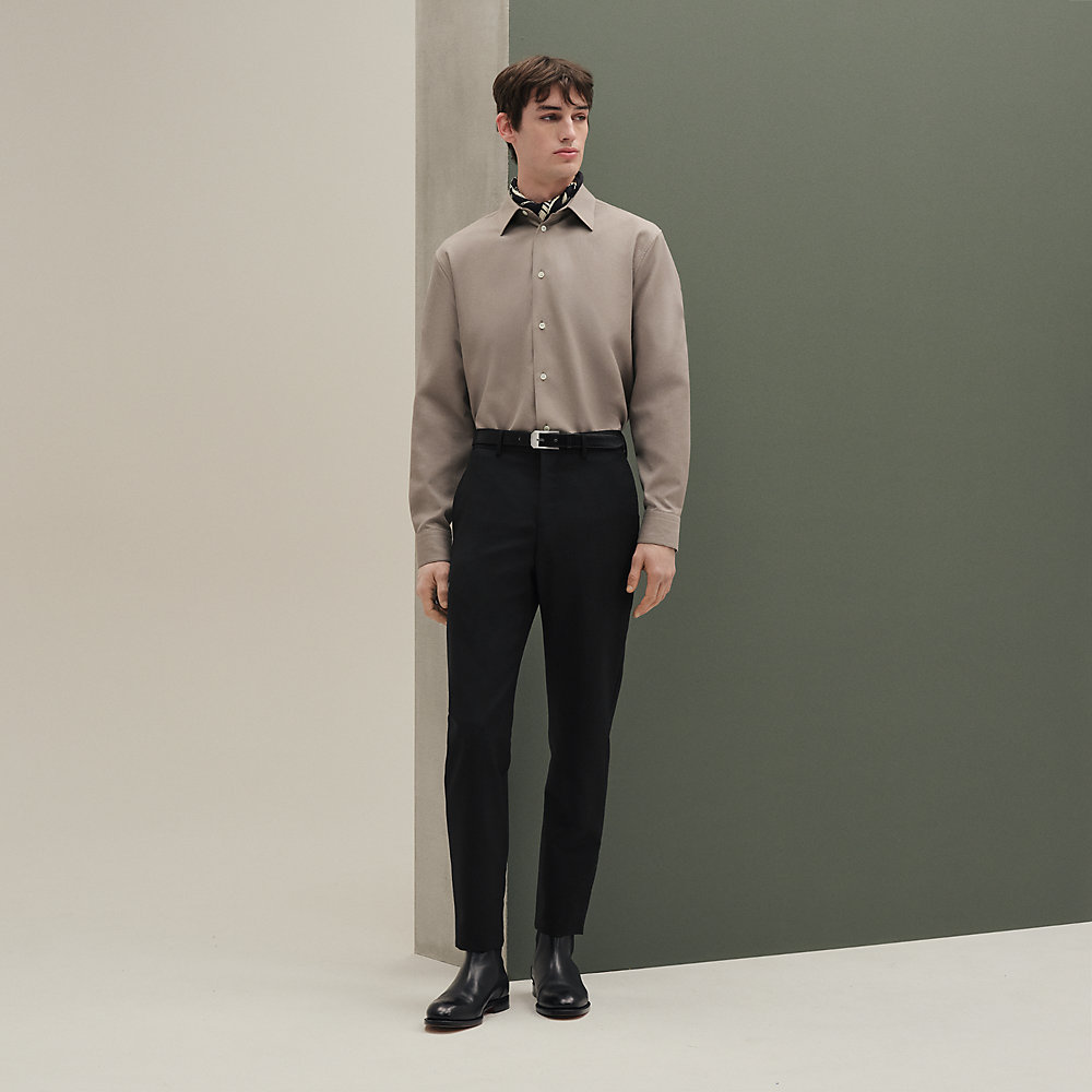 Hermes メンズ 23年 Chemise corps sportif col Emile コットン 長袖 シャツ ホワイト 40 (197702 main image 1