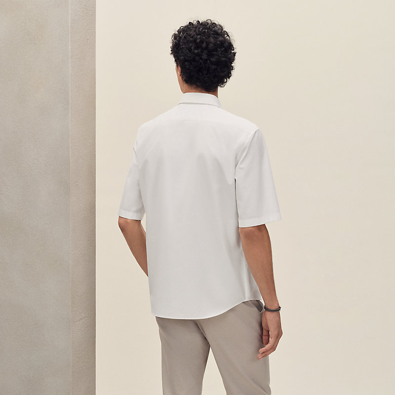 Chemise corps droit manches courtes patte cuir
