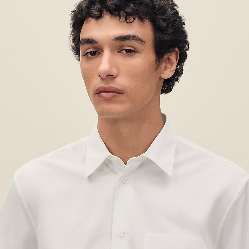 Chemise corps droit manches courtes patte cuir