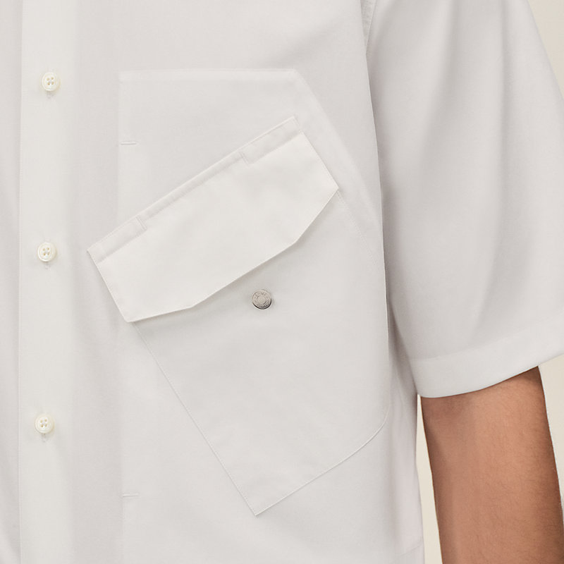 Chemise corps droit manches courtes patte cuir