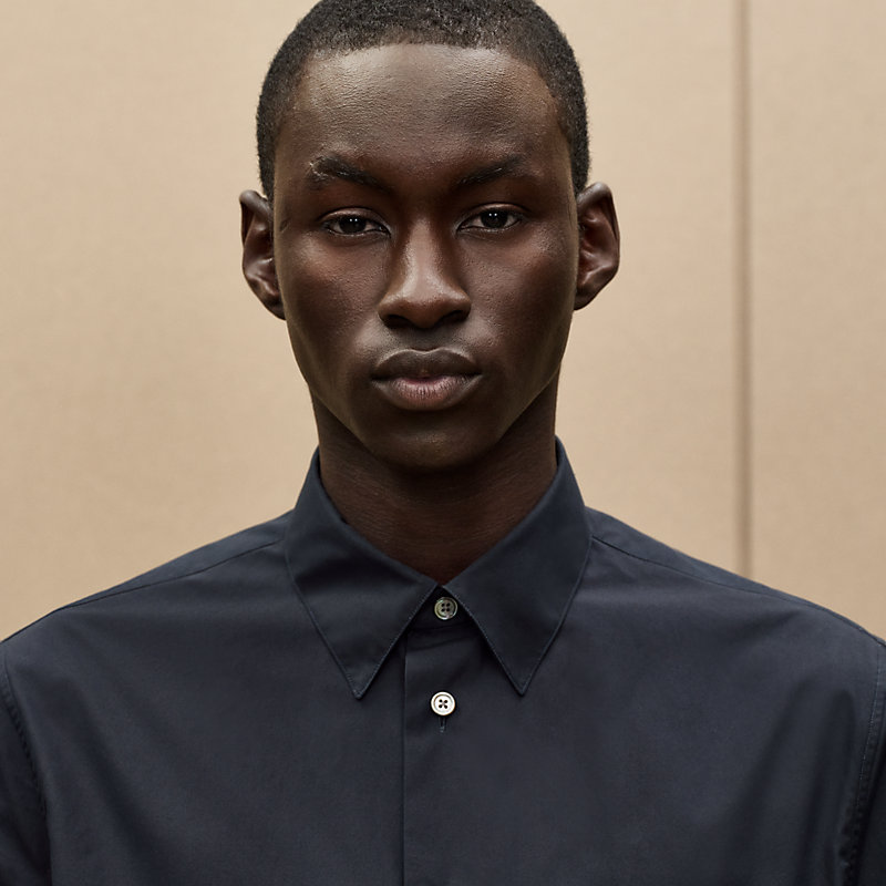 Chemise manches courtes «&nbsp;détail cuir&nbsp;»