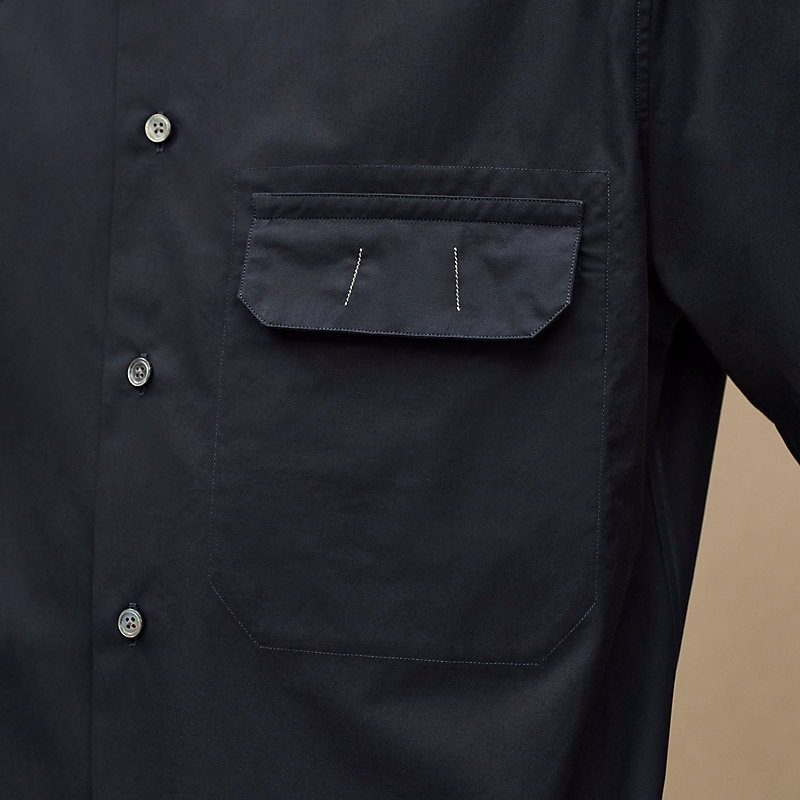 Chemise manches courtes «&nbsp;détail cuir&nbsp;»