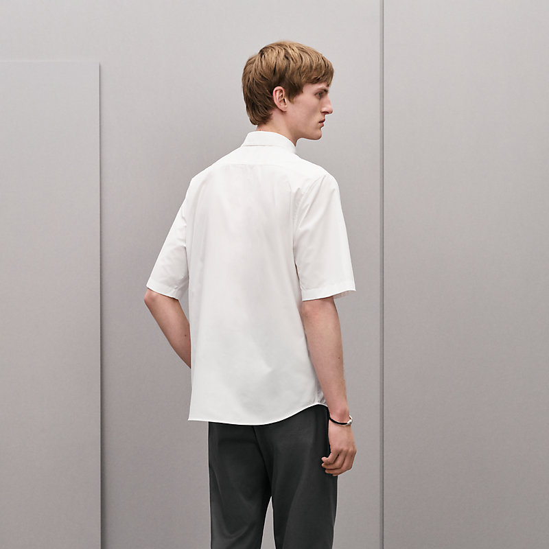 Chemise manches courtes «&nbsp;détail cuir&nbsp;»