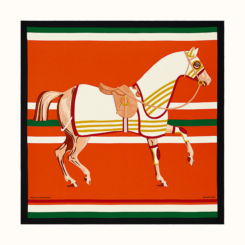 hermes scarf orange horses